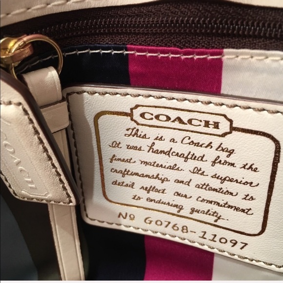 COACH Monogram Rainbow Stripe Canvas Satchel - Picture 9 of 10